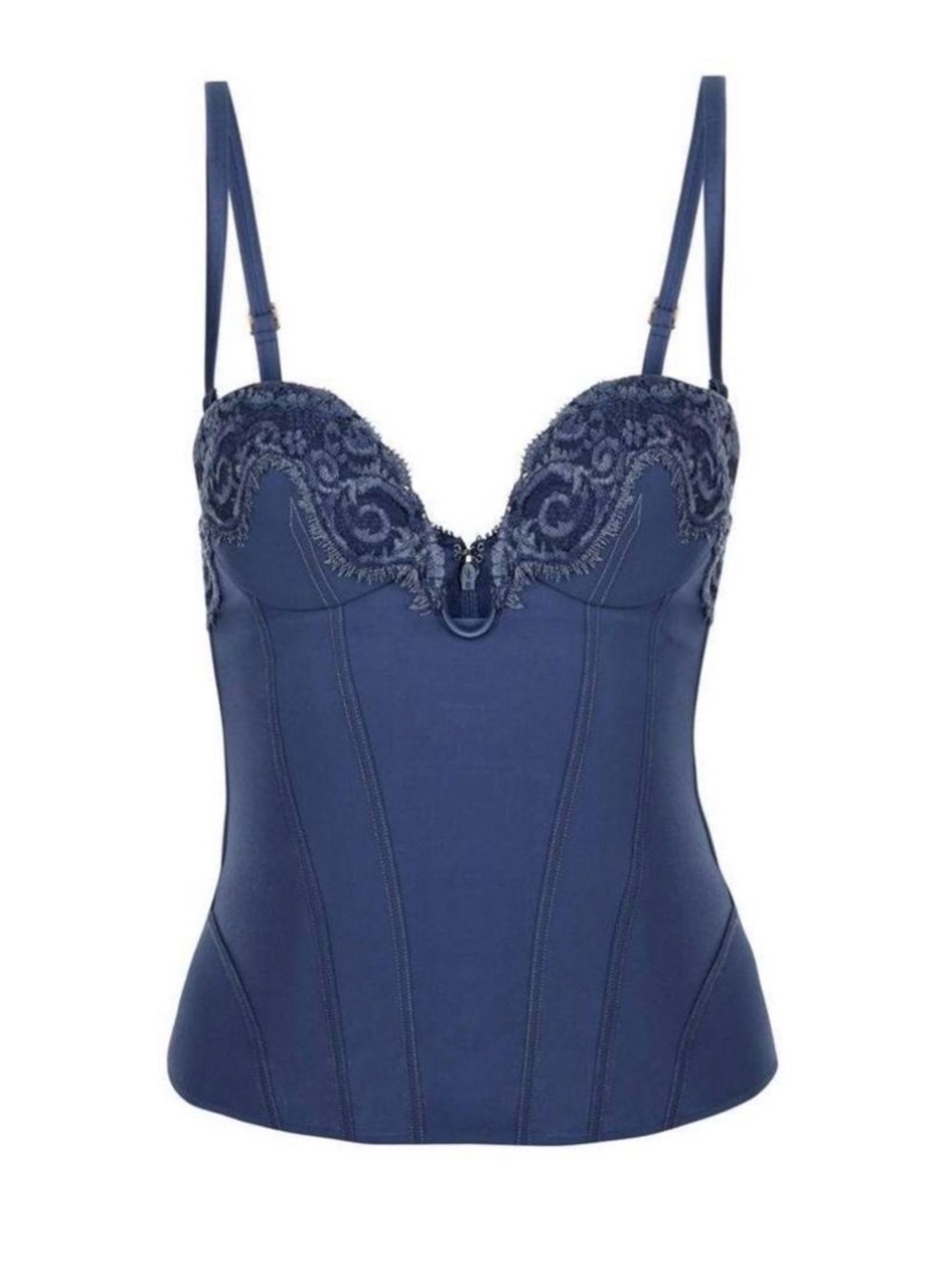 La Perla Blue Silk Lace‎ Bustier Corset Top 34D NWT